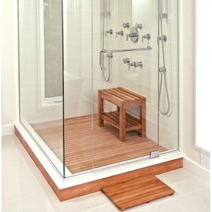 Taburete de ducha de madera de teca para baño - Product Image 4