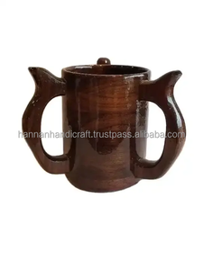 แก้วเบียร์ไม้แฮนด์เมดเป็นมิตรกับสิ่งแวดล้อมถ้วยไม้แกะสลักธรรมชาติแก้วดื่มเบียร์ชากาแฟแบบชนบท - Product Image 2