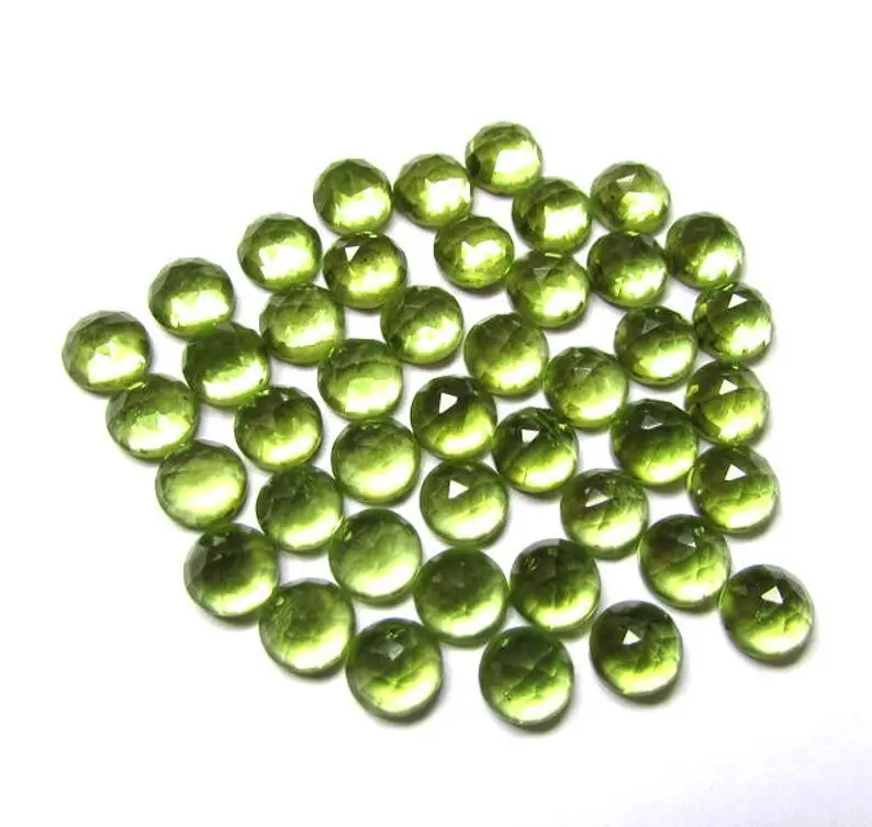 Pedra preciosa cabochão natural redonda, 6mm, peridot, solta, corte de rosa, atacado, preço natural, aaa, alta qualidade, pedra preciosa, a granel, atacado