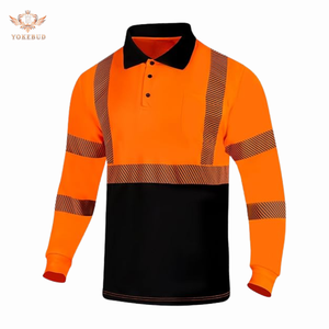 Polos à manches longues réfléchissants de sécurité haute visibilité de qualité supérieure pour hommes ANSI classe 3 t-shirts de travail de Construction haute visibilité - Product Image 1
