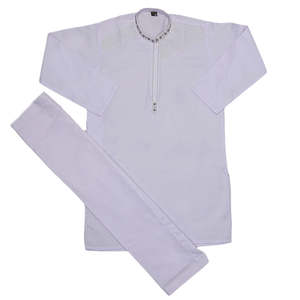 Traje Kurta Shalwar Bordado para Niños - Blanco - Product Image 4
