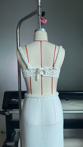 Jupe de plage décontractée d'hiver sexy en tricot avec nombril ajouré coupe ample avec motif solide - Product Image 6