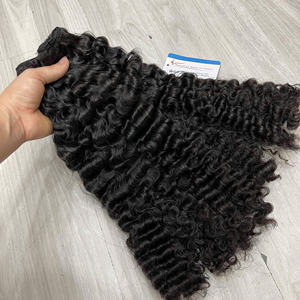 Extensiones de cabello Remy vietnamita virgen de tendencia caliente Paquetes de trama rizados birmanos crudos Extremos de cabello dibujados dobles - Product Image 3