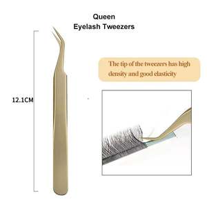 Juego de 2 Pinzas de Acero Inoxidable para Extensión de Pestañas, Chapadas en Oro, con Estuche de Cuero PU para Extensiones de Pestañas, Venta al por Mayor - Product Image 4