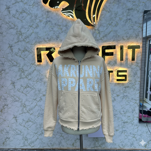 Sudadera con Capucha Personalizada de Diseño Superior con Cierre de Cremallera, Estilo Desgastado, con Pedrería, Lavado Ácido, para Hombre, Estilo Urbano - Product Image 6