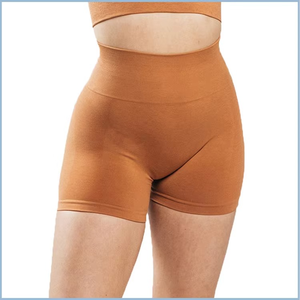 Pantalones cortos de Yoga de cintura alta personalizados de soporte al por mayor mallas de entrenamiento de motorista trasero sin costuras para mujeres pantalones cortos deportivos transpirables - Product Image 5