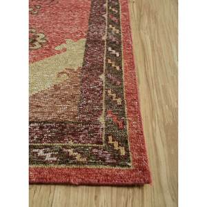 Tapis en laine noués à la main Erbe, motifs rectangulaires abstraits médaillon rouge-orange, grand format pour entrée et couloir - GS-7003 - Product Image 4