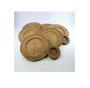 Article à décorer Assiette en rotin Vaisselle Meilleure vente Assiette décorative artisanale de haute qualité de couleur naturelle - Product Image 5