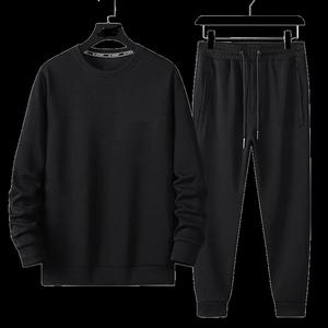 Men's 100% Cotton <b>Fleece</b> Sweatsuit Heavyweight Hoodie and Sweatpants Tracksuit Set for Winter Season Solid <b>Pattern</b> - Product Image 2