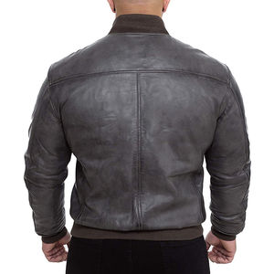 Chaqueta Bomber de cuero genuino 100% de calidad superior para hombre, chaqueta de cuero de piel de cordero personalizada de gran tamaño para la venta, servicio OEM - Product Image 2