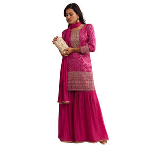 Bandhani rose Zardosi Sharara Set pour les mariages indiens en gros Bridal Festive Sangeet Occasions et célébration culturelle OEM - Product Image 3