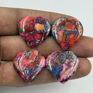 Pierre précieuse en forme de cœur lâche en cuivre turquoise Dhalia de haute qualité, personnalisable, lissée, pour la fabrication de bijoux avec taille personnalisée - Product Image 3