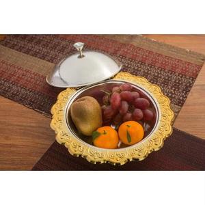 Beautiful Luxurious Metal Designer Serving Dish <b>Tray</b> With Matching Lid Housewarming Gifts New Arrival - Product Image 3