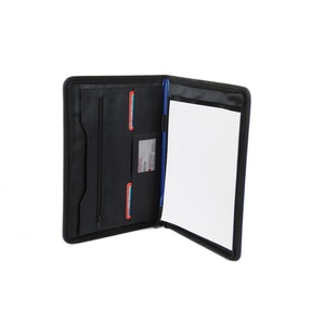 Dossier de conférence de haute qualité en cuir véritable de couleur noire - Product Image 1