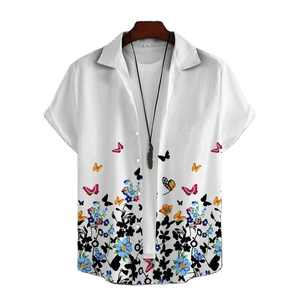 Vêtements pour hommes OEM vente en gros de chemises hawaïennes en coton à manches courtes décontractées col rabattu imprimé chemises hawaïennes pour hommes - Product Image 2
