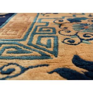 Alfombra de Lana Anudada a Mano Azul Pechino para el Hogar, Alfombra Clásica Rectangular con Diseño de Medallón para Sala de Estar o Pasillo - Product Image 3