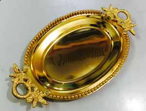 Plateau décoratif de vente chaude dans une finition unique Produit le plus vendu Plateau en or brillant Design attrayant - Product Image 3