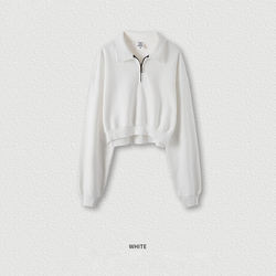 Sudadera Corta BE385HZ de Moda con Cuello Camisero y Media Cremallera, Estilo Vintage, 385GSM, para Mujer, Lisa, Holgada, Personalizable, con Cremallera, Premium - Product Image 6