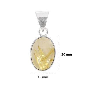Natural <b>Golden</b> <b>Rutile</b> Oval Pendant Locket with Rhodium-Plated Platinum Chain Unisex Gift - Product Image 3