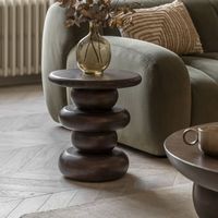 Embout latéral de table décoratif moderne de haute qualité pour la décoration intérieure Nouveau design Matériau en bois de manguier poli foncé