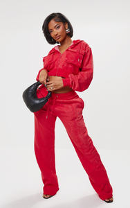 Vente chaude personnalisé rouge goutte épaule femmes lavé Cargo sweat à capuche court Anti-rides et respirant sweats à capuche femmes sweat à capuche zippé - Product Image 6