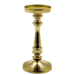 Lot de 3 bougeoirs pilier en aluminium plaqué argent et or pour décoration de table de mariage et de noël - Product Image 6