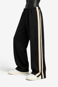 Pantalones de chándal de forro polar con rayas laterales personalizadas para hombre, cintura elástica con cordón, ajuste holgado, pantalones de descanso, venta al por mayor OEM - Product Image 6