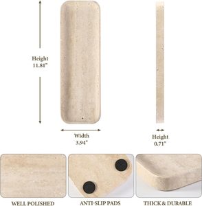 Plateau en marbre Koville pour lavabo de salle de bain, 12x4 pouces, beige naturel, léger, moderne, organisateur de comptoir de cuisine - Product Image 2