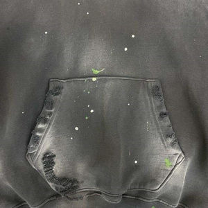 Sudadera con Capucha para Hombre, Diseño Nuevo, Estilo Desgastado, Bordado, Tinte Liso, Manga Larga, Color Sólido, para Invierno, Básico, Mezcla de Algodón - Product Image 4