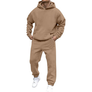 Tenue de sport en coton pur pour homme, jogging d'entraînement personnalisé avec design unique et logo, survêtement à motif solide - Product Image 1
