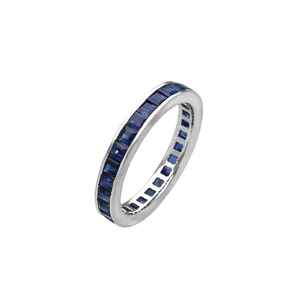 Anillo de Eternidad de Plata de Ley con Zafiro Azul Corte Cojín, Joyería Elegante con Piedras Preciosas Sin Níquel para Mujer, Anillo de Boda de Lujo - Product Image 3