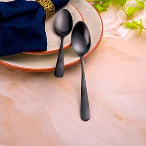 Juego de 2 Cucharas de Acero Inoxidable Color Negro Ónix con Acabado Espejo para Fiestas - Product Image 1