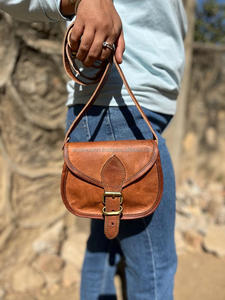 Bolso de mano de cuero de cabra con estilo Vintage para mujer, bolso bandolera de cuero puro 100%, bolsos cruzados hechos a mano de cuero Real 5*7 - Product Image 2