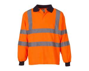Polo de Manga Larga Reflectante de Alta Visibilidad para Trabajo, Color Naranja Fluorescente, Venta al por Mayor - Product Image 1