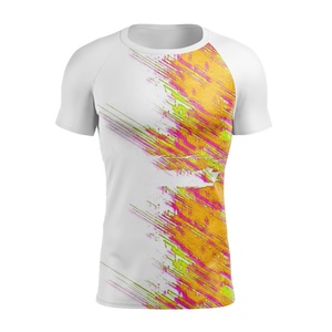 Venta al por mayor de manga corta de compresión Fitness gimnasio camisas personalizadas sublimadas BJJ Rashguard camisas para hombre MMA Rash Guard - Product Image 1