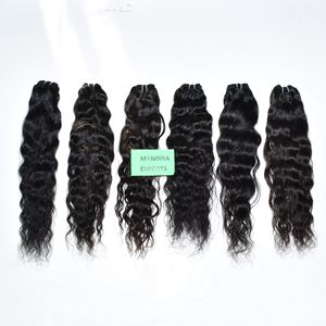 Extensions de cheveux indiens Remy bruts non transformés couleur naturelle Machine en vrac Double trame paquets ondulés soyeux vague profonde en gros - Product Image 3