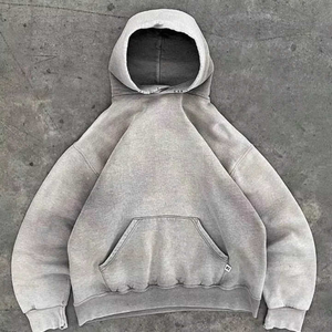 Fine qualité Vintage sweat à capuche surdimensionné 100% coton poids lourd hommes soleil fané 500 Gsm blanc acide lavé à capuche en détresse - Product Image 4