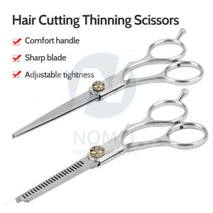 Tijeras de adelgazamiento de peluquería de acero inoxidable de 6 pulgadas con logotipo personalizado de alta calidad con punta afilada para uso en belleza - Product Image 3