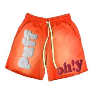 Pantalones cortos informales naranjas pesados personalizados Sun Faded Vintage Acid Wash 5 pulgadas Inseam Puff Logo impreso Summer Streetwear - Product Image 2