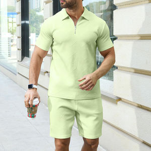 2024 Custom Logo Summer Sportsmen's Clothing Set-100% Cotton Custom Men's Short Set for Adults Running - Product Image 5
