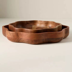 Tazón de madera hecho a mano, tazón de ensalada de madera natural, bandeja de servir de madera rústica, vajilla de madera ecológica, madera de primera calidad - Product Image 1