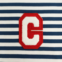 Camiseta BB Personalizada con Parche de Chenilla con la Letra G, Rayas Rojas y Blancas, Camiseta Casual para Hombre, Bordada, Manga Larga, 100% Algodón