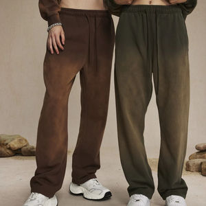 Breathable Thick Joggers Men Women Washed Distressed <b>Spray</b> Dyeing Gradual Sweatpants Retro Loose Casual Fleece Trousers - Product Image 3