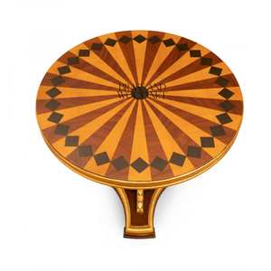 Juego de Mesa Redonda de Madera Clásica de Lujo con Base Dorada - Product Image 2