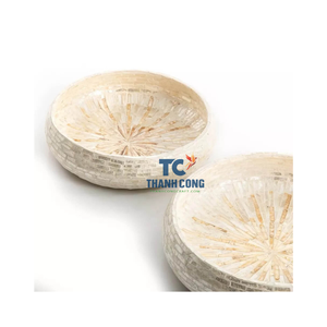 Plateau de service rond en nacre incrustée de chocolat de haute qualité, serpillière en coquillage et Eid Mubarak - Product Image 3