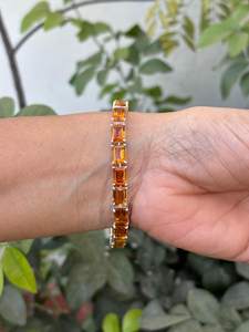 Honey Citrine Tennis Bracelet For <b>Women</b> 925 Sterling <b>Silver</b> Emerald Cut Natural Gemstone Elegant Jewelry Gift For Her - Product Image 3