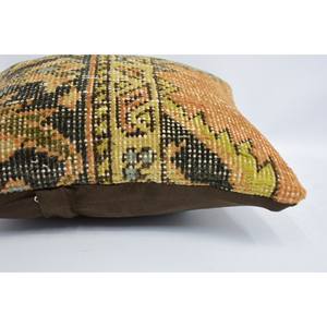 Luxury Gold Bohemian Kantha Patchwork Wool <b>Bolster</b> <b>Pillow</b> 12x12 Inch Eco-Friendly Non-Slip Removable Washable Embroidered Floral - Product Image 5