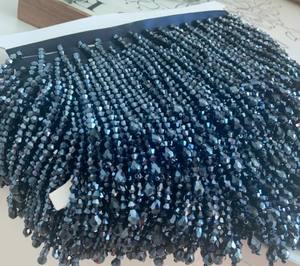 Garniture en franges de cristal bleu marine pour costumes de danse haute couture, décorations de fête, embellissements de robes - Product Image 2