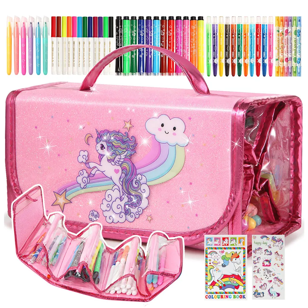 Einhorn Marker Set Fruchtiger Duft Wasch bar Kommt Mit Einhorn Bleistift Tasche Kinder Kunst Malerei Färbung Marker Set