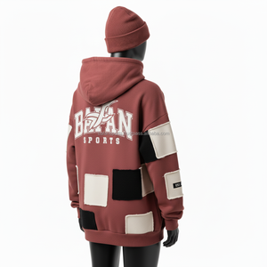 เสื้อฮู้ดโอเวอร์ไซส์สำหรับผู้หญิงผ้าฟลีซหนาผ้าฝ้ายโพลีเอสเตอร์ผสมแผงการออกแบบโลโก้ออกแบบออกแบบออกแบบได้ตามต้องการ - Product Image 5